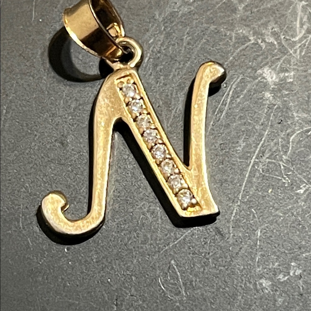Gold Initial 'N' Pendant Necklace